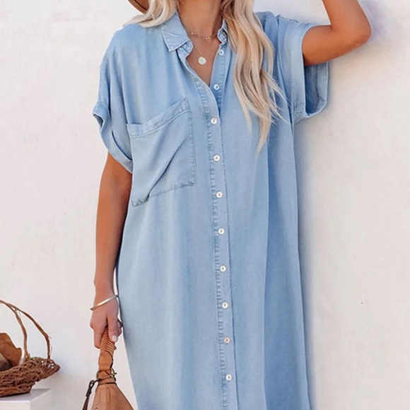 Cupshe Dresses & Skirts - Shirt Collar Bell Sleeve Button Dress